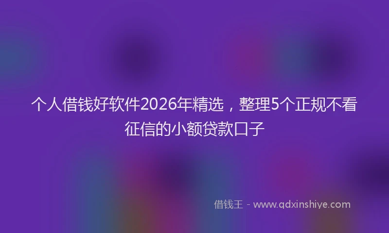 个人借钱好软件2026年精选，整理5个正规不看征信的小额贷款口子