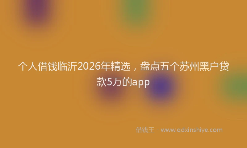 个人借钱临沂2026年精选，盘点五个苏州黑户贷款5万的app