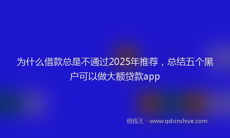 为什么借款总是不通过2025年推荐,总结五个黑户可以做大额贷款app