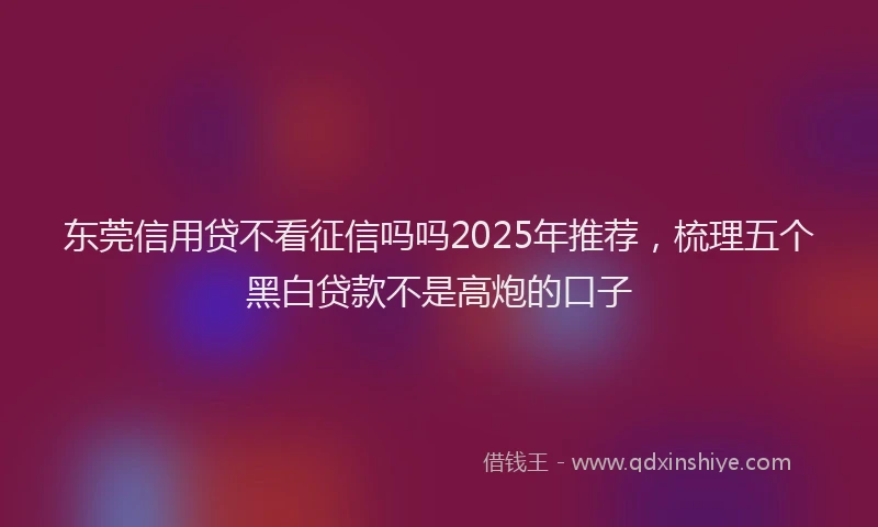 东莞信用贷不看征信吗吗2025年推荐，梳理五个黑白贷款不是高炮的口子