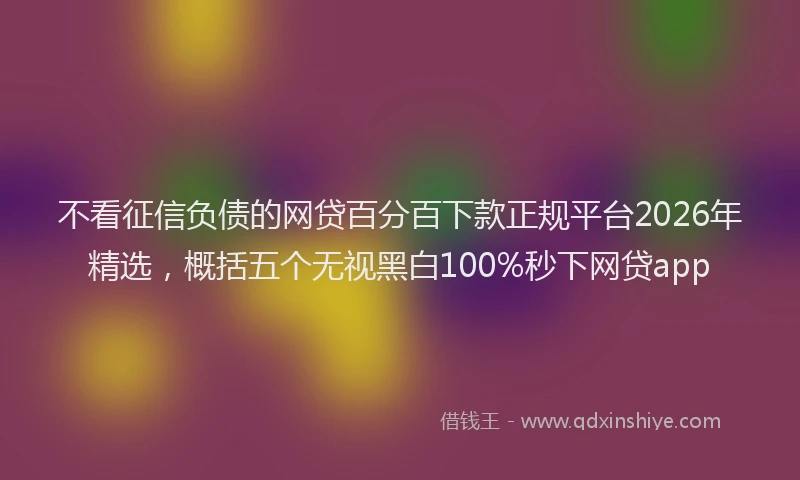 不看征信负债的网贷百分百下款正规平台2026年精选，概括五个无视黑白100%秒下网贷app