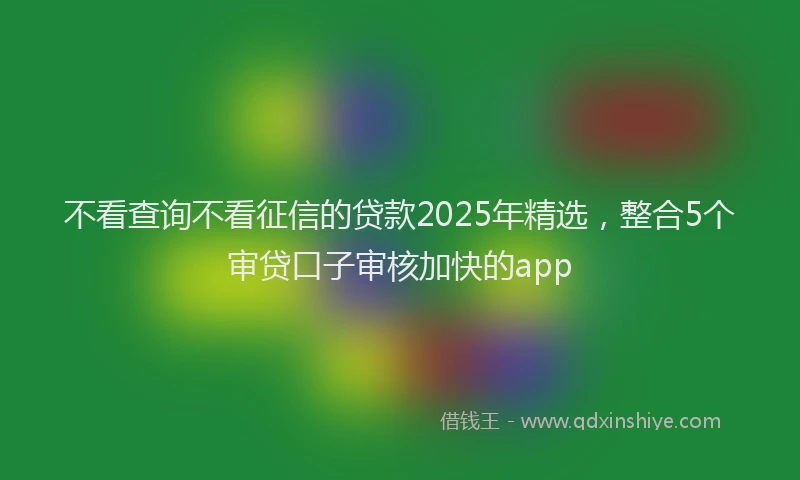 不看查询不看征信的贷款2025年精选，整合5个审贷口子审核加快的app
