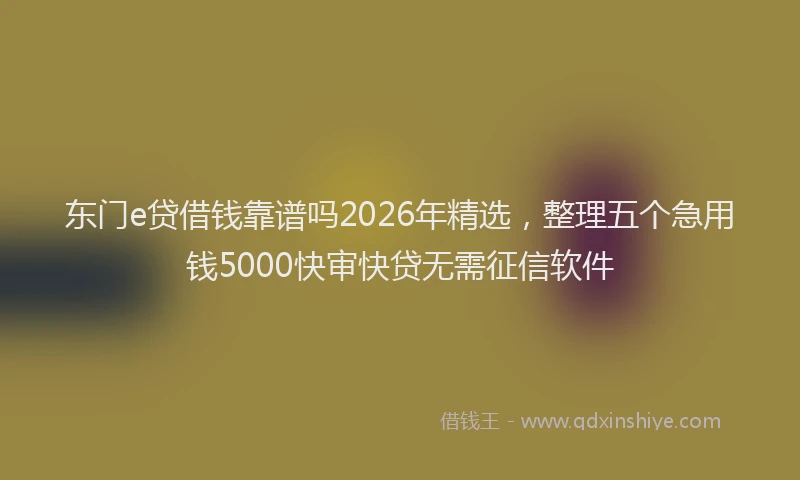 东门e贷借钱靠谱吗2026年精选,整理五个急用钱5000快审快贷无需征信软件