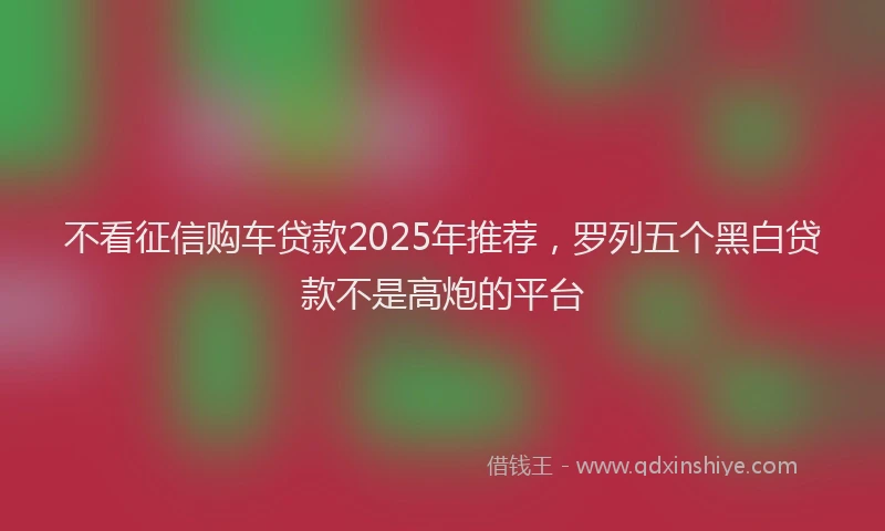 不看征信购车贷款2025年推荐，罗列五个黑白贷款不是高炮的平台