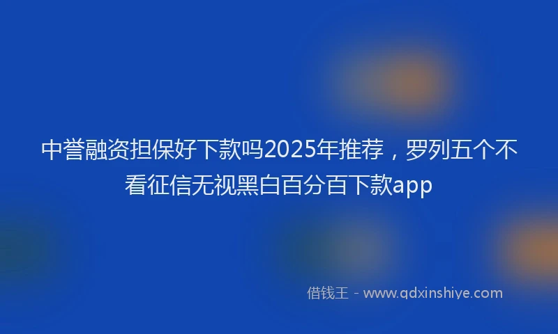 中誉融资担保好下款吗2025年推荐，罗列五个不看征信无视黑白百分百下款app