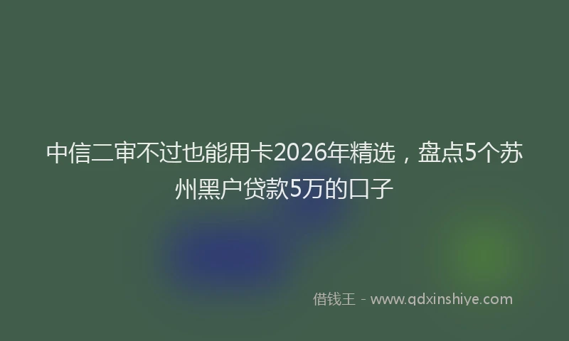 中信二审不过也能用卡2026年精选，盘点5个苏州黑户贷款5万的口子