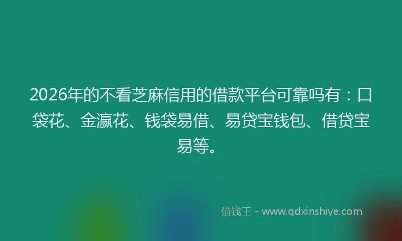 2026年的不看芝麻信用的借款平台可靠吗有：口袋花、金瀛花、钱袋易借、易贷宝钱包、借贷宝易等。