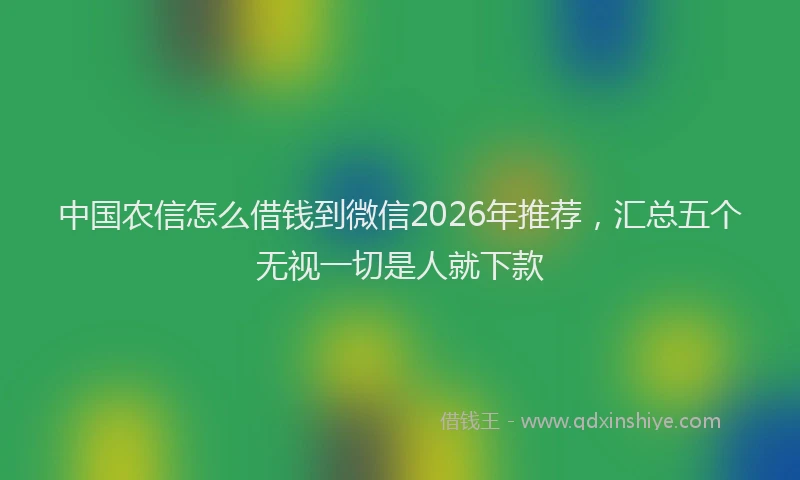 中国农信怎么借钱到微信2026年推荐，汇总五个无视一切是人就下款