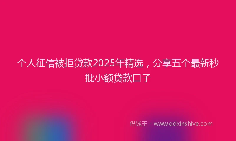 个人征信被拒贷款2025年精选，分享五个最新秒批小额贷款口子