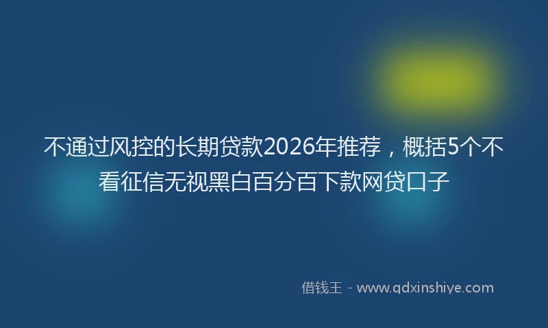 不通过风控的长期贷款2026年推荐，概括5个不看征信无视黑白百分百下款网贷口子