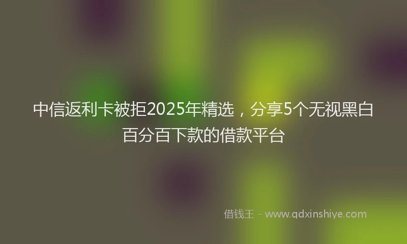 中信返利卡被拒2025年精选，分享5个无视黑白百分百下款的借款平台