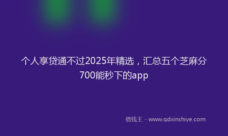 个人享贷通不过2025年精选，汇总五个芝麻分700能秒下的app