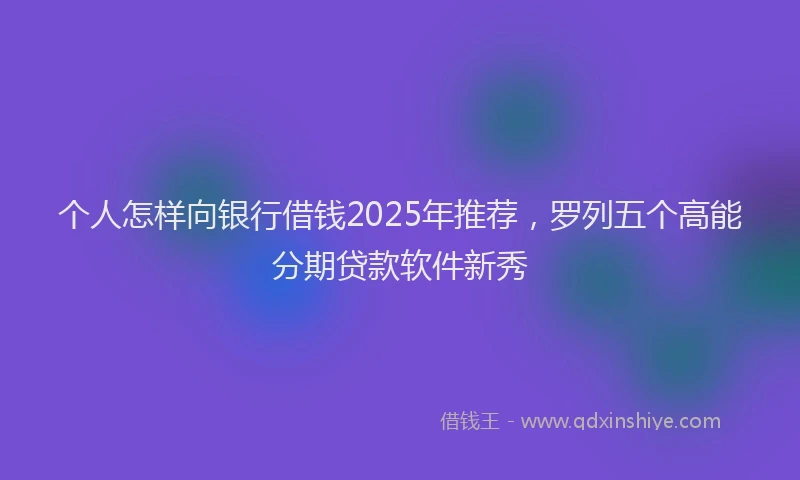 个人怎样向银行借钱2025年推荐，罗列五个高能分期贷款软件新秀