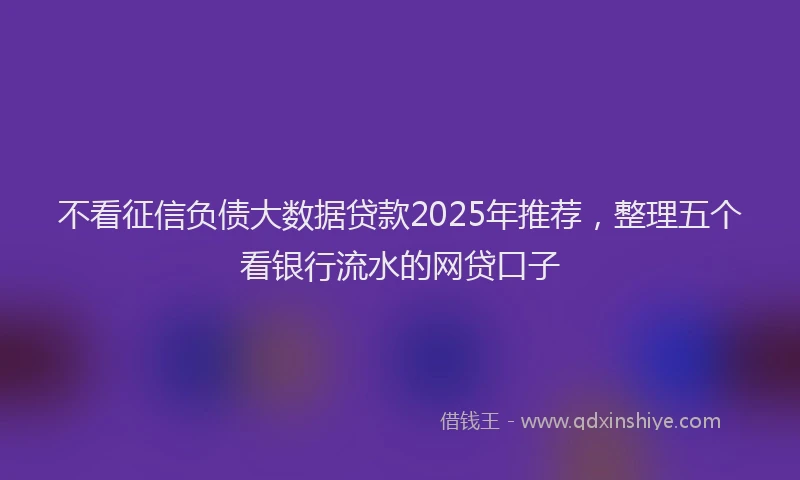 不看征信负债大数据贷款2025年推荐,整理五个看银行流水的网贷口子