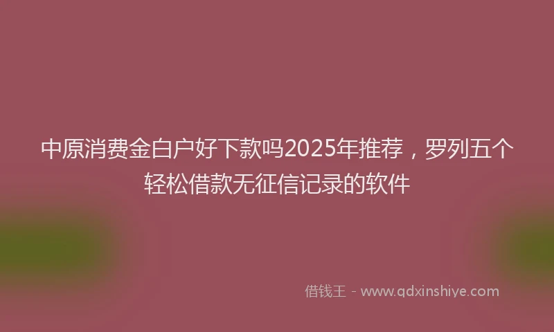 中原消费金白户好下款吗2025年推荐，罗列五个轻松借款无征信记录的软件