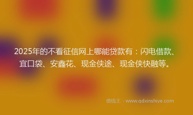 2025年的不看征信网上哪能贷款有：闪电借款、宜口袋、安鑫花、现金侠途、现金侠快融等。
