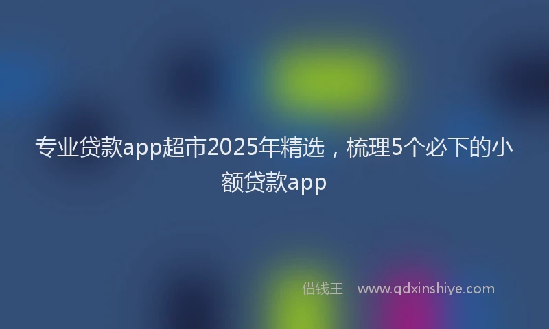 专业贷款app超市2025年精选，梳理5个必下的小额贷款app