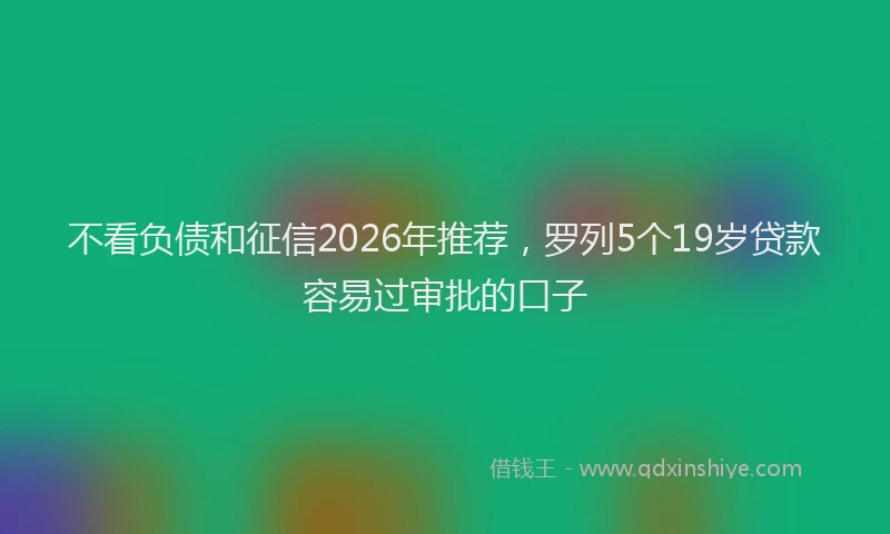 不看负债和征信2026年推荐，罗列5个19岁贷款容易过审批的口子