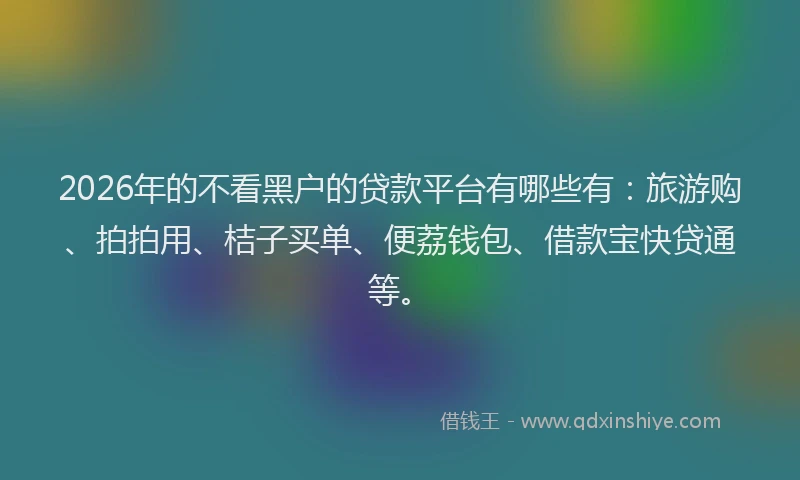 2026年的不看黑户的贷款平台有哪些有:旅游购、拍拍用、桔子买单、便荔钱包、借款宝快贷通等。