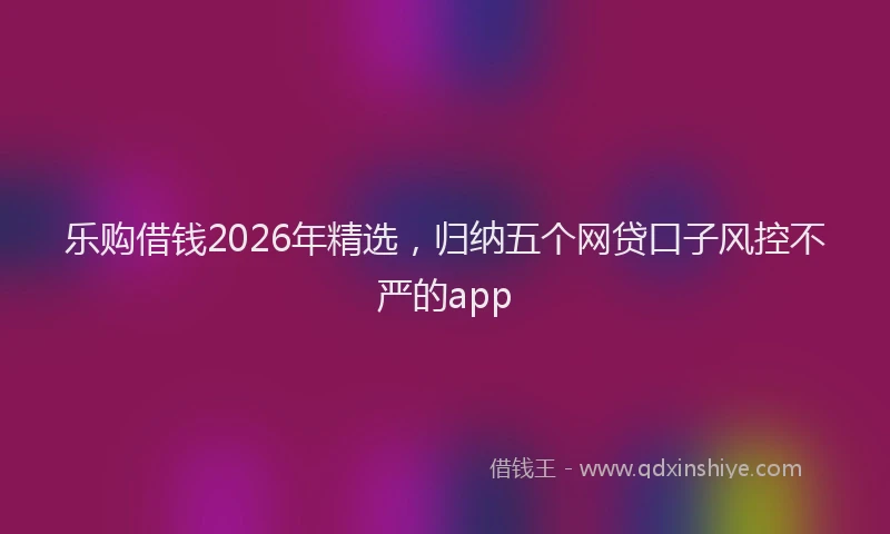 乐购借钱2026年精选，归纳五个网贷口子风控不严的app