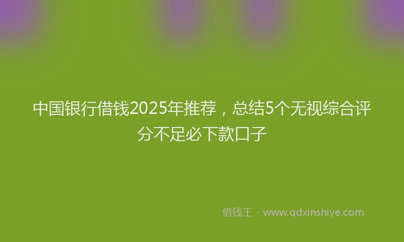 中国银行借钱2025年推荐，总结5个无视综合评分不足必下款口子