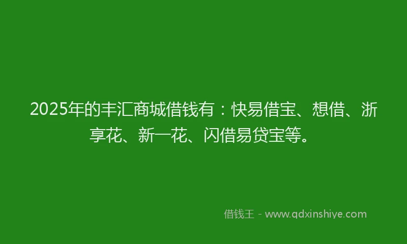 2025年的丰汇商城借钱有：快易借宝、想借、浙享花、新一花、闪借易贷宝等。