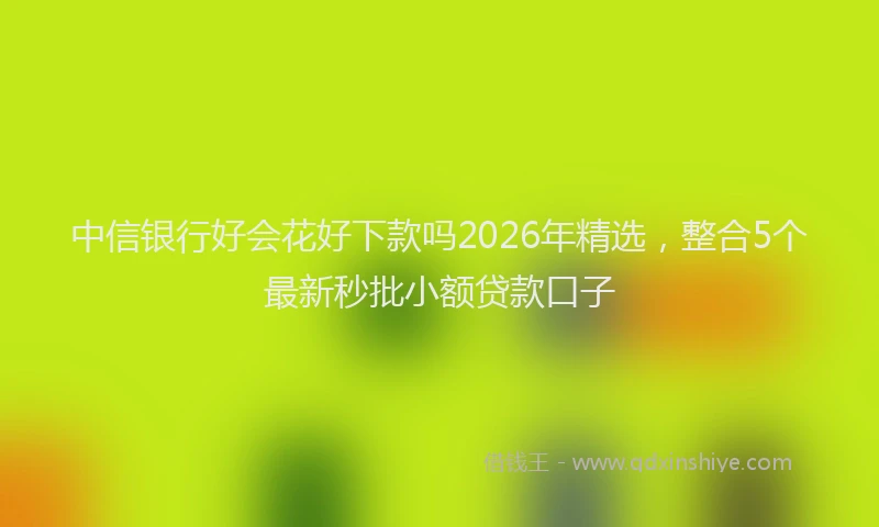 中信银行好会花好下款吗2026年精选，整合5个最新秒批小额贷款口子