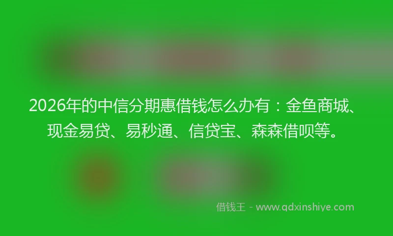 2026年的中信分期惠借钱怎么办有:金鱼商城、现金易贷、易秒通、信贷宝、森森借呗等。