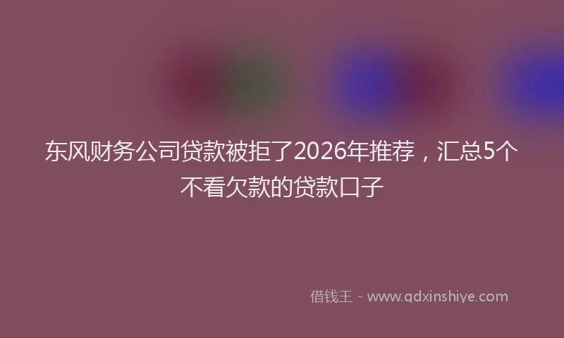 东风财务公司贷款被拒了2026年推荐，汇总5个不看欠款的贷款口子