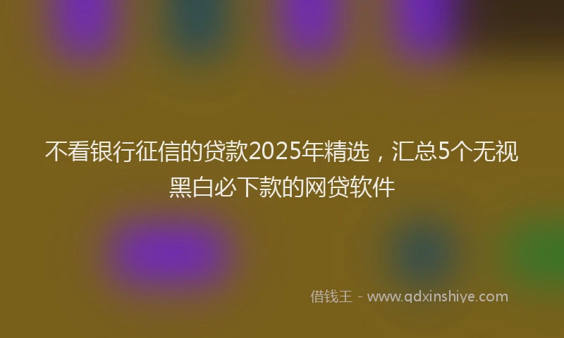 不看银行征信的贷款2025年精选，汇总5个无视黑白必下款的网贷软件