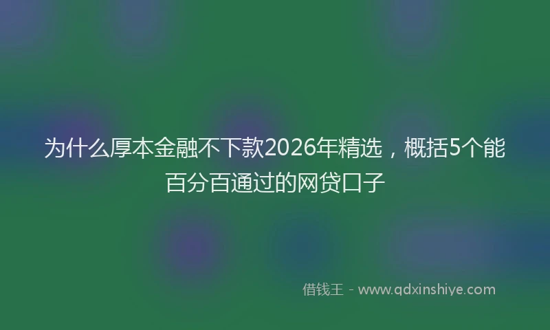 为什么厚本金融不下款2026年精选，概括5个能百分百通过的网贷口子