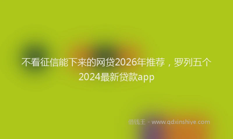 不看征信能下来的网贷2026年推荐，罗列五个2024最新贷款app