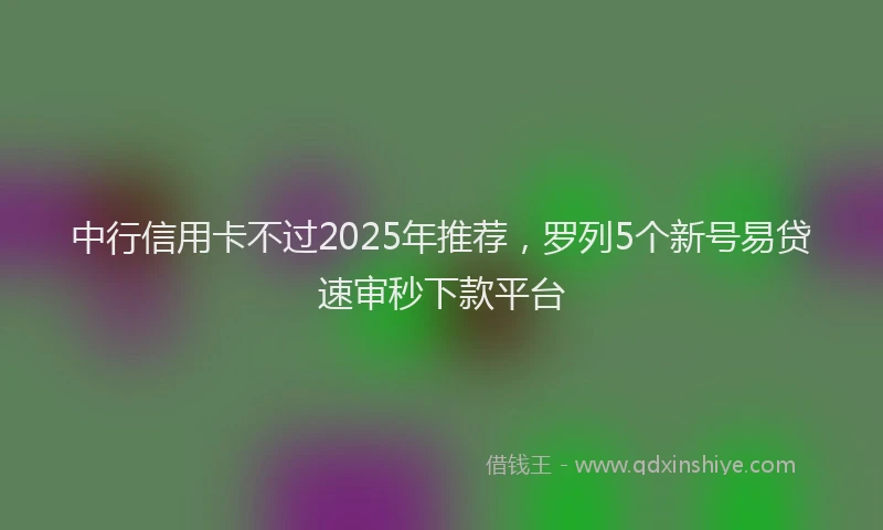 中行信用卡不过2025年推荐，罗列5个新号易贷速审秒下款平台
