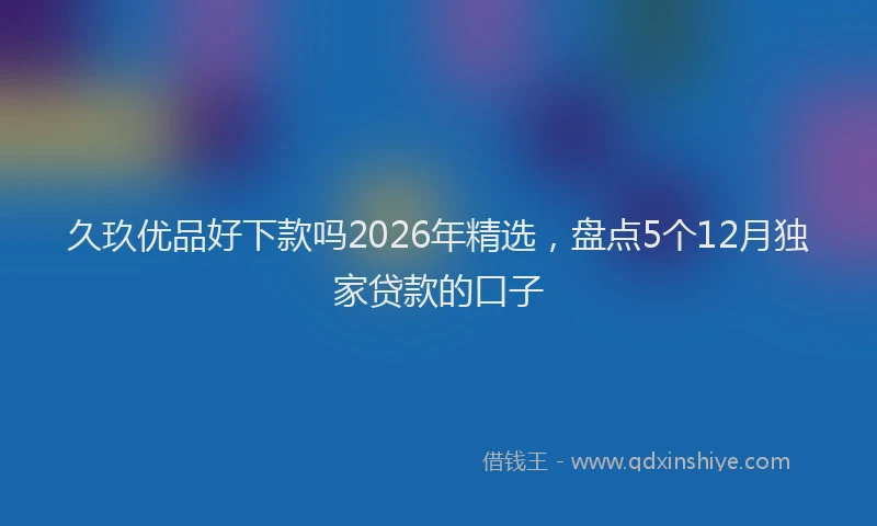 久玖优品好下款吗2026年精选，盘点5个12月独家贷款的口子