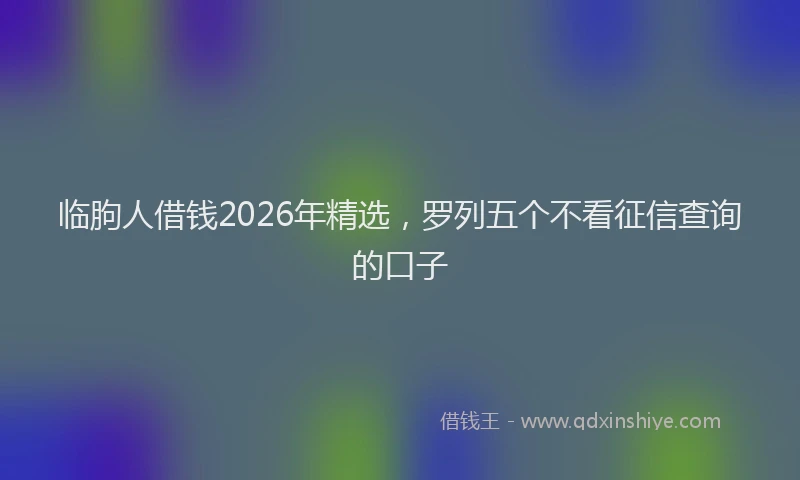 临朐人借钱2026年精选，罗列五个不看征信查询的口子