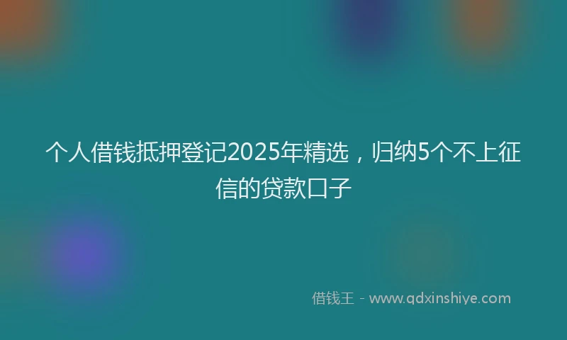 个人借钱抵押登记2025年精选，归纳5个不上征信的贷款口子