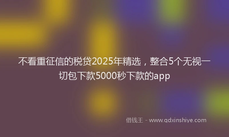 不看重征信的税贷2025年精选，整合5个无视一切包下款5000秒下款的app