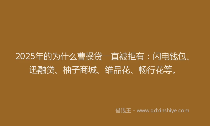 2025年的为什么曹操贷一直被拒有:闪电钱包、迅融贷、柚子商城、维品花、畅行花等。