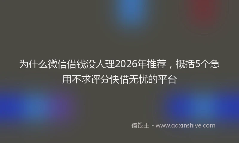 为什么微信借钱没人理2026年推荐，概括5个急用不求评分快借无忧的平台