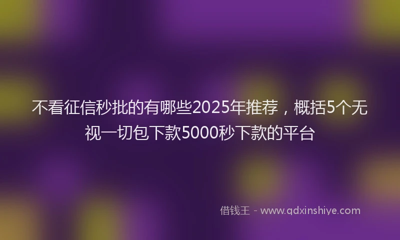 不看征信秒批的有哪些2025年推荐，概括5个无视一切包下款5000秒下款的平台