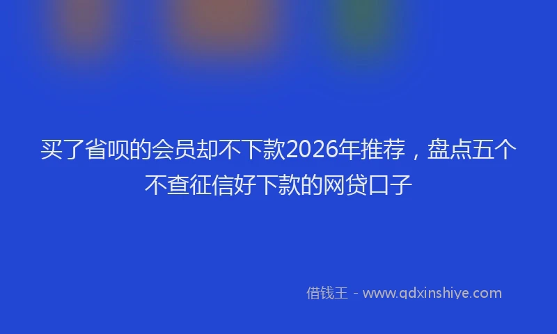 买了省呗的会员却不下款2026年推荐，盘点五个不查征信好下款的网贷口子