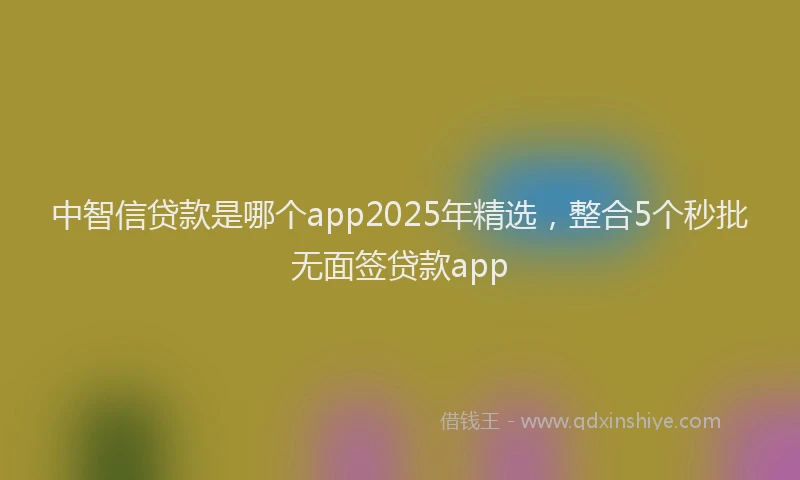 中智信贷款是哪个app2025年精选，整合5个秒批无面签贷款app