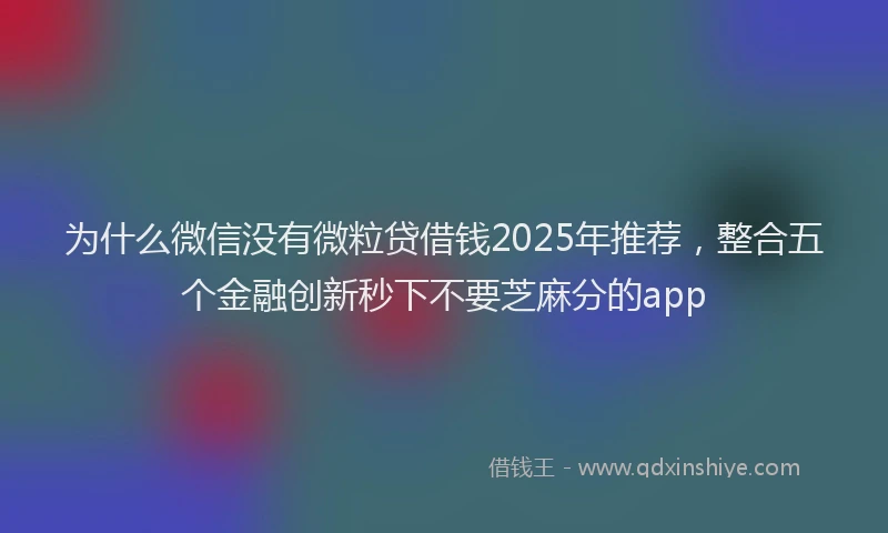 为什么微信没有微粒贷借钱2025年推荐，整合五个金融创新秒下不要芝麻分的app