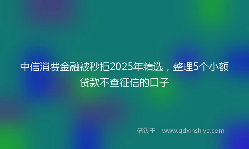 中信消费金融被秒拒2025年精选，整理5个小额贷款不查征信的口子
