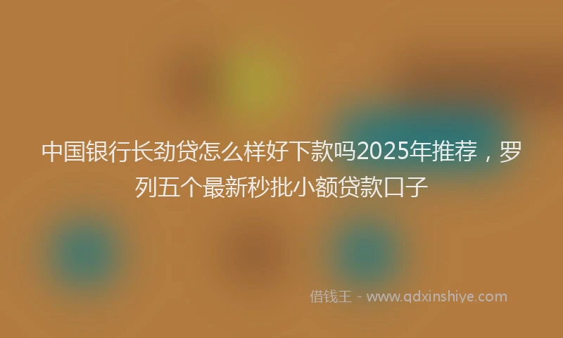 中国银行长劲贷怎么样好下款吗2025年推荐，罗列五个最新秒批小额贷款口子