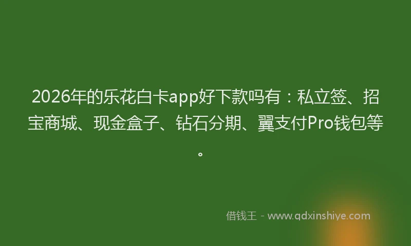 2026年的乐花白卡app好下款吗有：私立签、招宝商城、现金盒子、钻石分期、翼支付Pro钱包等。
