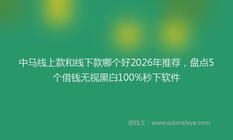 中马线上款和线下款哪个好2026年推荐,盘点5个借钱无视黑白100%秒下软件