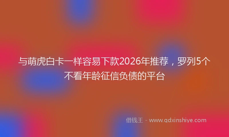与萌虎白卡一样容易下款2026年推荐，罗列5个不看年龄征信负债的平台
