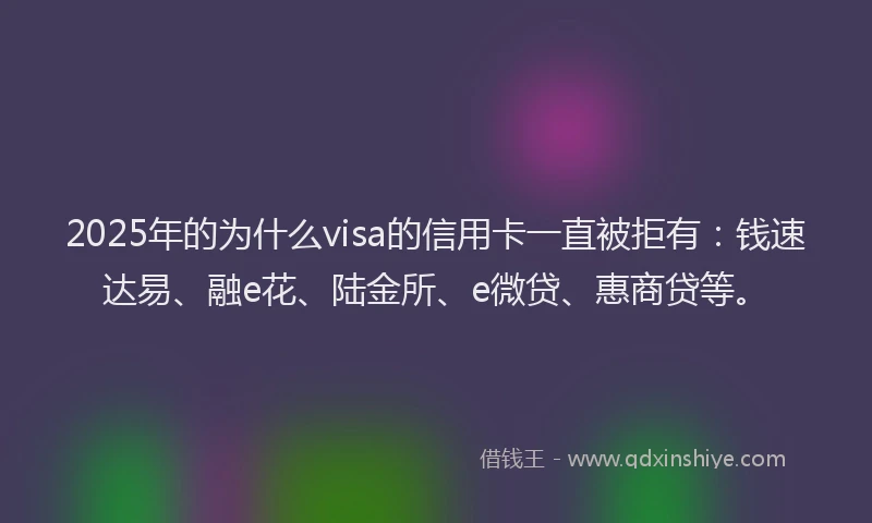 2025年的为什么visa的信用卡一直被拒有：钱速达易、融e花、陆金所、e微贷、惠商贷等。