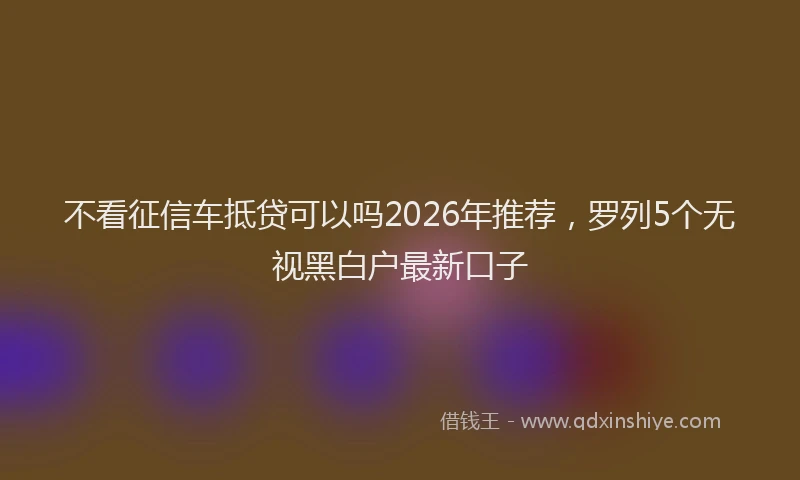 不看征信车抵贷可以吗2026年推荐，罗列5个无视黑白户最新口子